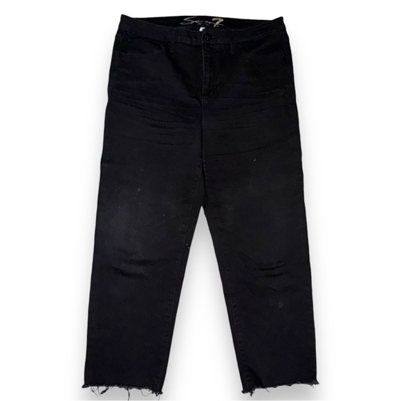 Seven7 Tower Straight Crop Size 12 Raw Hem Black Jeans NWOT - Picture 3 of 6